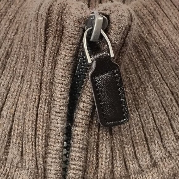 Oscar De La Renta Argyle Sweater Mens Sz Large 1/4 Zip Mock Neck Pullover Brown - Picture 5 of 15